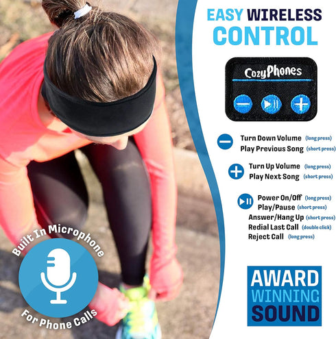 CozyPhones Sleep Headphones - Wireless Over-Ear from Ultra Thin Cool Mesh Chordless Headphones for Side Sleepers,