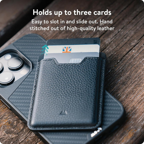 Mous MagSafe Compatible Wallet Card Holder for iPhone 15, 14, 13, and 12 Models - Black Leather Accessory