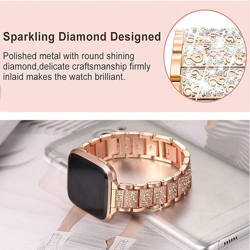 ID208 Plus Smart Watch Bands, Lamshaw Women Jewelry Bling Diamond Metal Dressy Strap for Quican ID208 Plus