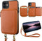 Bocasal RFID Blocking Wallet Case for iPhone 11, Adjustable Crossbody Zipper Purse Case with Kickstand, Brown
