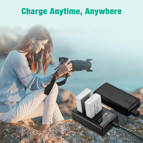 FirstPower LP-E8 Battery and Dual USB Charger Compatible with Canon EOS Rebel T2i, T3i, T4i, T5i, EOS 550D, 600D, 650D,