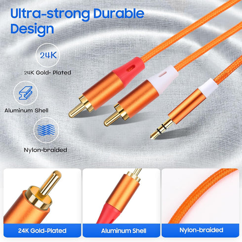 SJINYITONG 3.5mm Cable,2 3.5mm MP3 3.3ft/1 Pack to RCA RCA to AUX Cable for HiFi Systems, Speakers, Players, TVs