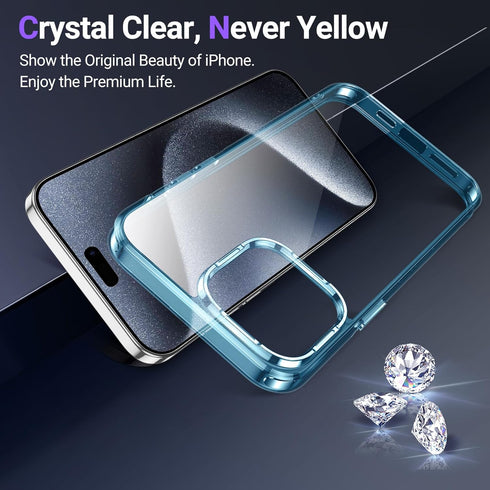 Temdan iPhone 15 Pro Max Case, Clear, Non-Yellowing, Military-Grade Drop Protection, Slim Thin Shockproof Cover