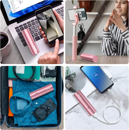 BONAI Portable 5000mAh Power Bank, Ultra-Compact External Battery for iPhone 14 13 12 11 & Samsung