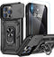 Goton iPhone 15 Pro Max Case - Heavy Duty Shockproof Bumper with Screen Protector & Slide Camera Cover, Black
