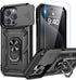 Goton iPhone 15 Pro Max Case - Heavy Duty Shockproof Bumper with Screen Protector & Slide Camera Cover, Black