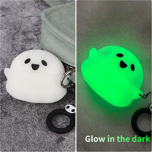 Compatible Charging Case Cover for Apple AirPods Pro 2nd/1st Generation with Cleaner Kit, Luminous 3D Halloween Ghost