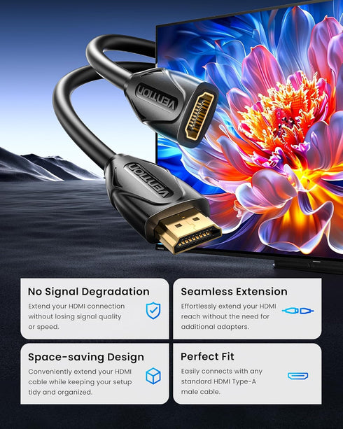 5FT, 4K PS5/PS4 VENTION HDMI Extension Cable HDMI Extender Male to Female Cable Compatible with TV Roku Laptop Xbox
