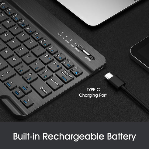 Fintie 7-Inch Ultrathin Wireless Bluetooth Keyboard for iPad, Samsung Tablet, iPhone Smartphone, iOS, Android Tablets
