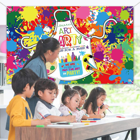 Art Paint Party Decorations, Artist Theme Birthday Banner Supplies for Wall Photography Background