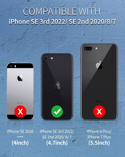 SPORTLINK Waterproof Case for iPhone SE 3rd 2022/iPhone SE 2nd 2020/iPhone 7/8 - Built in Screen Protector Full Body Shockproof Dustproof IP68 Waterproof Case for iPhone SE3/SE2/7/8 Black