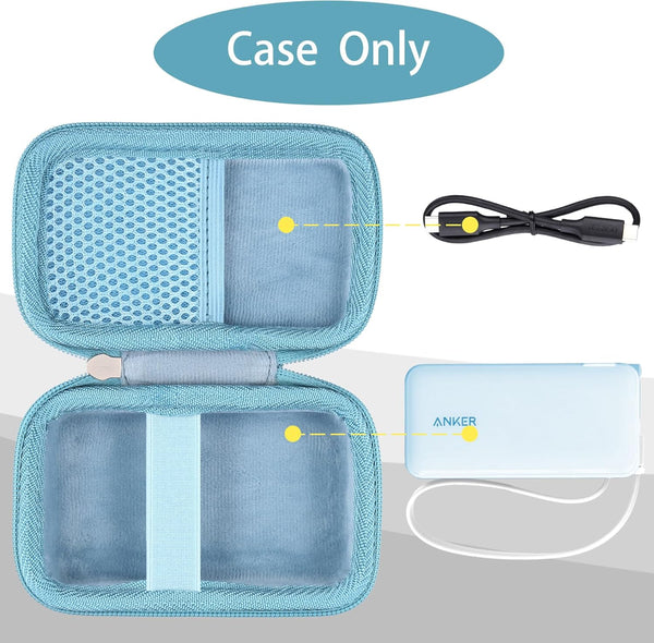 khanka Hard Case for Anker 3-in-1 Power Bank USB C Charger Block, 10,000mAh Portable Charger, Case Only (Blue)