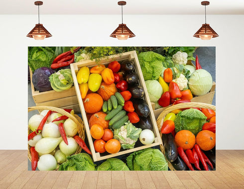 KeyWork 10x7ft Restaurant Food Photography Backdrop,Professional Cafe Interior Scene,Fresh Produce Display for Commercial