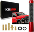 ICBEAMER 3" 76 mm Short Automotive Antenna, Carbon Fiber Polished Finish & Red Aluminum, Universal Fit for Car, Truck,
