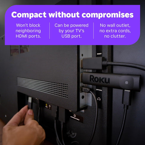 Roku 4K Streaming Stick Plus - & HDR Streaming Device for TV with Voice Remote - Free & Live TV