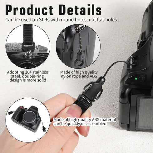 HJZHII 8 Pcs Quick Release Buckle for DSLR Camera Strap, Triangle Loops Adapter with ABS Cap Mini Split Lug Ring
