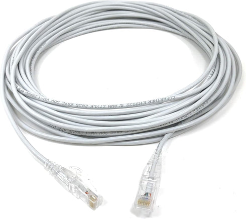 Ultra Slim CAT6 UTP RJ45 Patch Cables (50 Feet, Pack of 5, White, 28AWG)