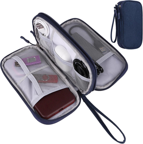 Travel Cable Organizer, Electronics Accessories Bag for Charger, Phone, Memory Card, Travel Gadget Bag, Blue