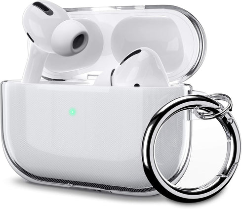 ULAK Clear Case for Airpods Pro 1st Generation, Soft TPU Transparent Shockproof Cover with Keychain, Front LED Visible