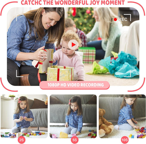 Kids Digital Camera for Girls, Kid Video Camera for Vlogging, Flip-up Lens for Toddler Camera Ages 3-8
