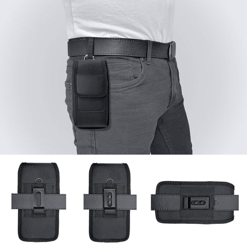 iPhone 15, 15 Pro, 14, 14 Pro, 13, 13 Pro, 12, 12 Pro, 11, XR, XS, 10 Holster Case with Card Slot & Belt Clip, Black.