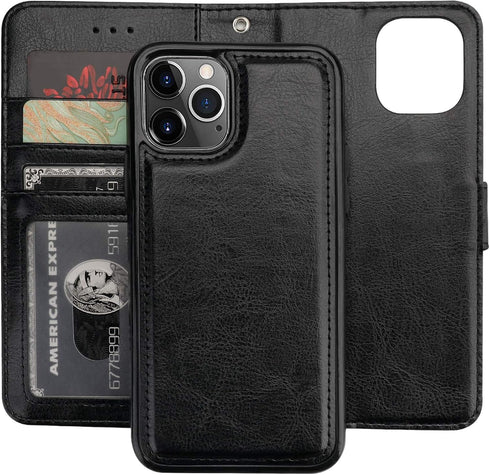Bocasal Wallet Case for iPhone 11 Pro, Magnetic Detachable Kickstand, Shockproof, Card Holder, Removable Flip Cover,