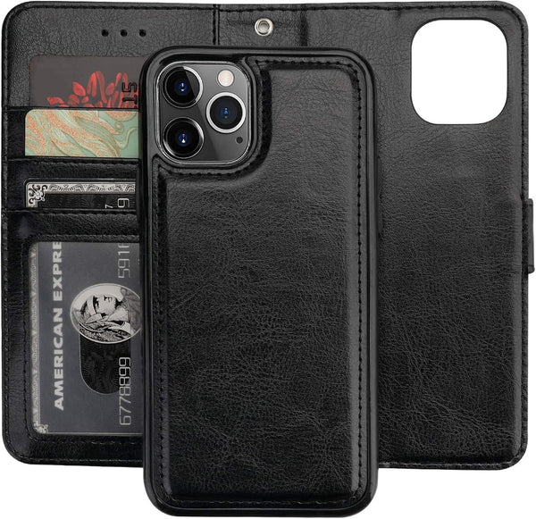 Bocasal Wallet Case for iPhone 11 Pro, Magnetic Detachable Kickstand, Shockproof, Card Holder, Removable Flip Cover,