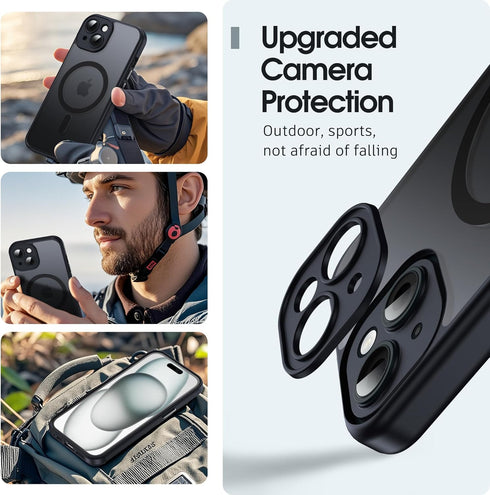 Flyzoo 15 6.1", Magnetic Matte Case for iPhone - Compatible with MagSafe, Full Camera Protection, Slim Translucent