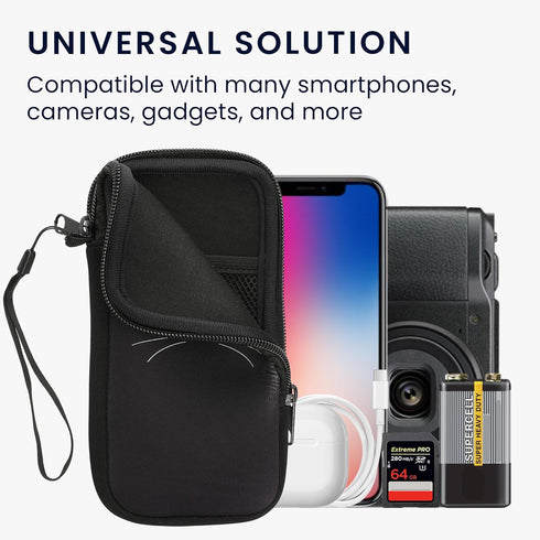 kwmobile Neoprene Sleeve for XXL Smartphone - 7" Shock Absorbing Pouch Case - Protective Phone Bag (Meow Meow