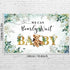 Tegeme Bear Baby Shower Backdrop, We Can Bearly Wait Watercolor Green Leaves Banner for Photography