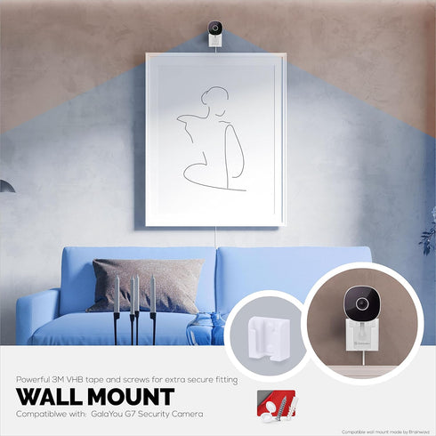2-Pack Wall Mount for Galayou G7 Cam 2K Baby Monitor - Easy Install Holder Bracket, Adhesive & Screw-in Mounting