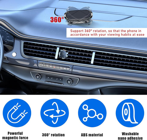 Car Magnetic Phone Holder, 360° Adjustable Hands-Free Cradle for All Smartphones, Mount for Car Windshield and Dashboard
