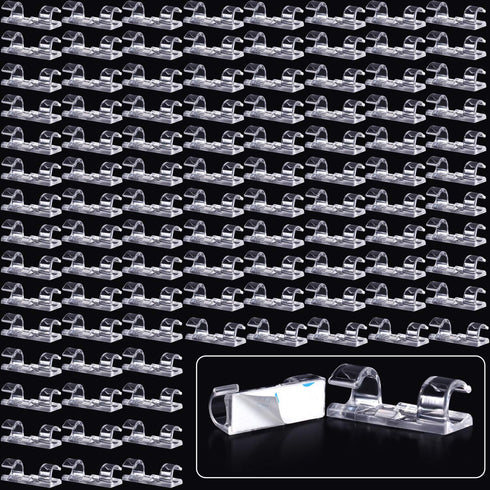 100 Pieces Mini Cable Clips, Christmas Outdoor Light Hooks, Self Adhesive for Christmas and Fairy Light Decoration