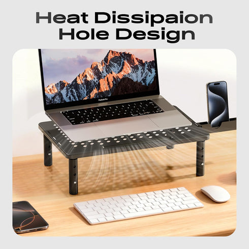 3 2 Pack Computer Monitor Stand Riser for Desk, Height Adjustable PC Laptop TV Desktop Monitor Stand Shelf, Metal