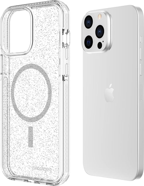 Prodigee Superstar Clear + Mag Case for Apple iPhone 14 & 13 | 6.1 inch | Sparkle Glitter | Shockproof | Wireless