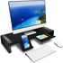 OImaster Foldable Computer Monitor Stand Riser, Adjustable Length with Storage Drawer & Pen Slot, Black