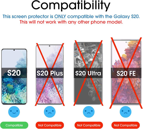 amFilm Ultra Glass Screen Protector for Galaxy S20, (2 Pack) Tempered Glass, UV Gel Application, Compatible with