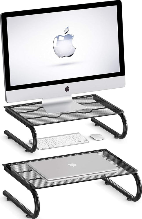 Simple Houseware 2 Pack Mesh Monitor Stand Riser, Black