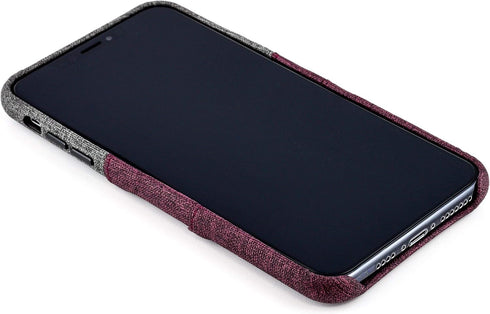 Dockem Wallet Case for iPhone Xs Max (6.5") - Luxe M2 Synthetic Leather, Maroon & Grey, Built-in Metal Plate for