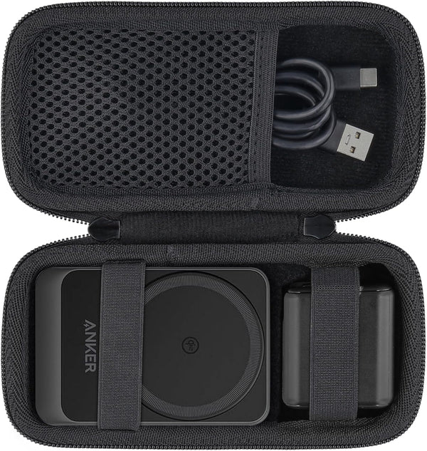 khanka Hard Travel Case for Anker MagGo 3-in-1 Charging Station, Qi2 Certified 15W MagSafe-Compatible Stand (Black)