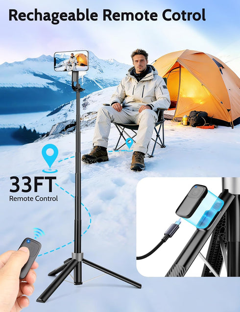 Victiv 68" Magnetic Tripod for iPhone Magsafe, Phone Tripod & Selfie Stick with Rechargeable Remote