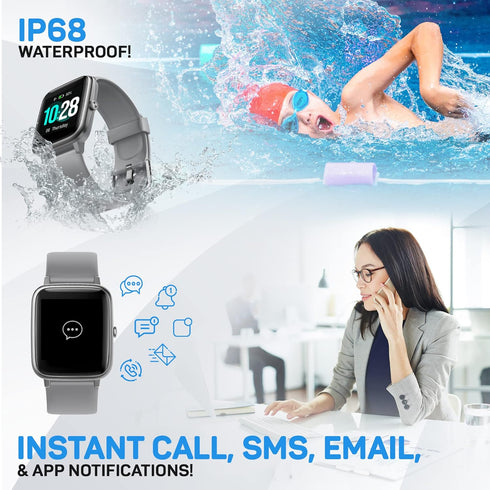 OCTANDRA Move VeryFitPro Smart Watch HR, IP68 Waterproof Activity Tracker for Men & Women (ID205L) in Grey