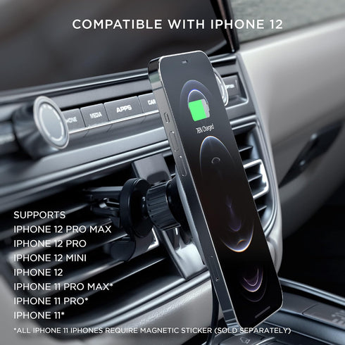 Satechi Magnetic Wireless Car Charger (Qi Wireless Charging) 7.5W Air Vent Mount for iPhone 15 Pro Max/15 Pro/15 Plus