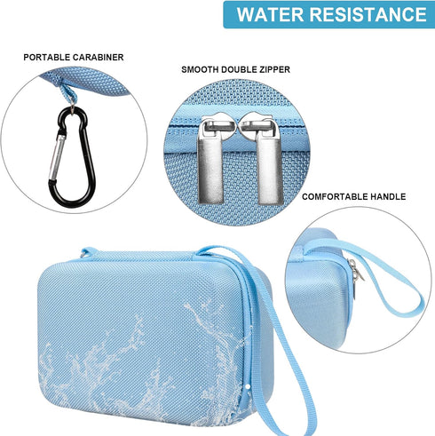 Hard Travel Case Compatible with ESOXOFFORE/for YTETCN/for WEEFUN/for GKTZ/for Anchioo Instant Print Camera for Kids, Storage Holder with Mesh Pocket for SD Card, USB Cable, Colour Pen, Blue