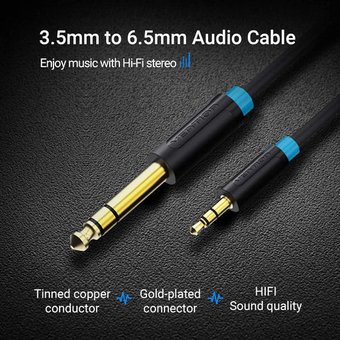 VENTION 3.5mm to 6.35mm Cable, 1/4" to 1/8" Adapter Male to Male TRS Stereo Audio Aux Jack Cable, 6FT