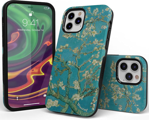Casely iPhone 12/12 Pro Floral Case, Compatible with MagSafe, Van Gogh Almond Blossom Phone Case