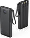 VRURC Portable Charger 10000mAh with Built-in Cables, Slim USB C Power Bank, 5 Output 2 Input, Compatible with iPhone,