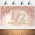 Happy 1/2 Birthday Banner Backdrop Decorations for Girls, Rose Gold Half Birthday Party Sign Supplies, Pink 6 Months