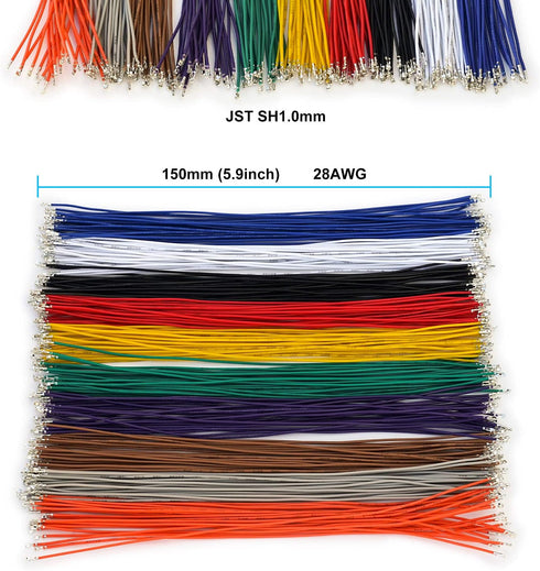 Jst SH1.0mm Connector Kit - Premium Pre-Crimped Cables for SPRacing F3 Omnibus F4 Pro F7 Racing Drone Wire Kit, 140pcs