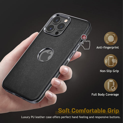 LOHASIC Leather Case for iPhone 13 Pro, Slim Luxury PU Cover, Shockproof Anti-Scratch Protective Case